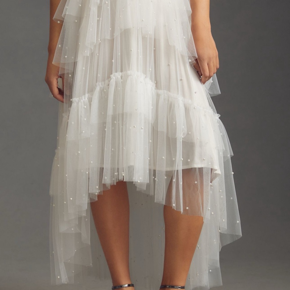 NEW - Maeve Tulle & Pearl-Embellished Skirt - Size - Large - Picture 5 of 7